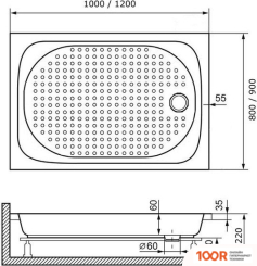 Душевой поддон RGW LUX/TN 90X100 (348937)