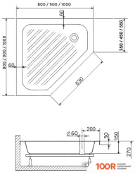 Душевой поддон RGW BТ/CL-S-A 80X80 (348923)