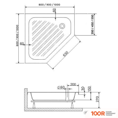 Душевой поддон RGW BT/CL-S-A 16180599-51-A 90X90 (348921)