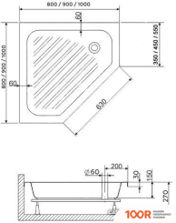 Душевой поддон RGW BT/CL-S-A 100Х100 (348920)