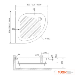 Душевой поддон RGW BP/CL-S-A 90X90 (348918)