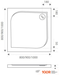 Душевой поддон Good Door КВАДРО 90X90 ГРЕЙ (СЕРЫЙ) (348784)