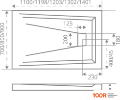 Душевой поддон Good Door АТРИУМ 110X70 (АНТРАЦИТ) (348760)