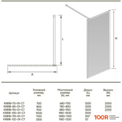 Veconi 80X200 / KR81-80-01-C7 (СТЕКЛО ПРОЗРАЧНОЕ/ХРОМ) (347471)