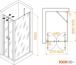 RGW PA-144 (PA-104+Z-050-2+O-204) 060814469-11 60X90 (ХРОМ/ПРОЗРАЧНОЕ СТЕКЛО) (345380)