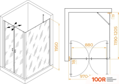 RGW PA-144 (PA-104+Z-050-2+O-204) 060814402-11 100X120 (ХРОМ/ПРОЗРАЧНОЕ СТЕКЛО) (345371)
