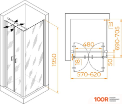 RGW PA-144 (PA-104+Z-050-2+O-104) 060814467-011 60X70 (ХРОМ/ПРОЗРАЧНОЕ СТЕКЛО) (345356)