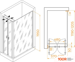RGW PA-144 (PA-104+Z-050-2+O-104) 060814462-011 60X120 (ХРОМ/ПРОЗРАЧНОЕ СТЕКЛО) (345355)