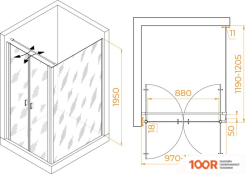 RGW PA-144 (PA-104+Z-050-2+O-104) 060814402-011 100X120 (ХРОМ/ПРОЗРАЧНОЕ СТЕКЛО) (345349)