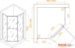 RGW PA-091 35089190-11 90X100 (ХРОМ/ПРОЗРАЧНОЕ СТЕКЛО) (345225)
