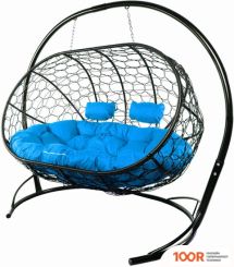 M-Group ЛЕЖЕБОКА 11180410 (С ЧЕРНЫМ РОТАНГОМ/СИНЯЯ ПОДУШКА) (341209)