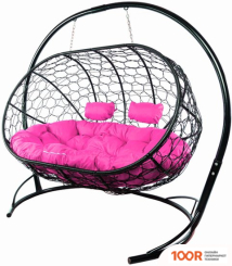 M-Group ЛЕЖЕБОКА 11180408 (С ЧЕРНЫМ РОТАНГОМ/РОЗОВАЯ ПОДУШКА) (341207)