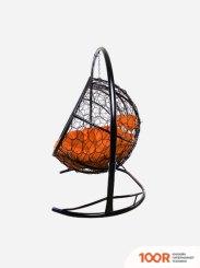 M-Group ЛЕЖЕБОКА 11180407 (С ЧЕРНЫМ РОТАНГОМ/ОРАНЖЕВАЯ ПОДУШКА) (341206)