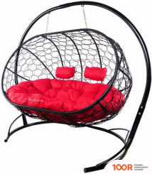 M-Group ЛЕЖЕБОКА 11180406 (С ЧЕРНЫМ РОТАНГОМ/КРАСНАЯ ПОДУШКА) (341205)