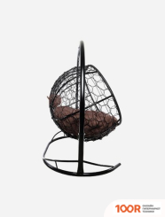 M-Group ЛЕЖЕБОКА 11180405 (С ЧЕРНЫМ РОТАНГОМ/КОРИЧНЕВАЯ ПОДУШКА) (341204)