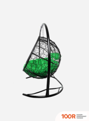 M-Group ЛЕЖЕБОКА 11180404 (С ЧЕРНЫМ РОТАНГОМ/ЗЕЛЕНАЯ ПОДУШКА) (341203)