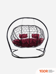 M-Group ЛЕЖЕБОКА 11180402 (С ЧЕРНЫМ РОТАНГОМ/БОРДОВАЯ ПОДУШКА) (341201)