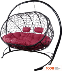 M-Group ЛЕЖЕБОКА 11180402 (С ЧЕРНЫМ РОТАНГОМ/БОРДОВАЯ ПОДУШКА) (341201)