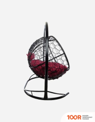 M-Group ЛЕЖЕБОКА 11180402 (С ЧЕРНЫМ РОТАНГОМ/БОРДОВАЯ ПОДУШКА) (341201)