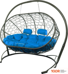 M-Group ЛЕЖЕБОКА 11180310 (С СЕРЫМ РОТАНГОМ/СИНЯЯ ПОДУШКА) (341199)