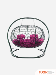 M-Group ЛЕЖЕБОКА 11180308 (С СЕРЫМ РОТАНГОМ/РОЗОВАЯ ПОДУШКА) (341197)