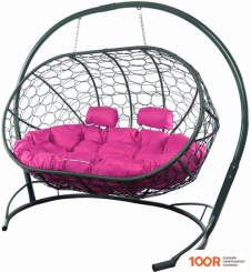 M-Group ЛЕЖЕБОКА 11180308 (С СЕРЫМ РОТАНГОМ/РОЗОВАЯ ПОДУШКА) (341197)