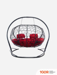 M-Group ЛЕЖЕБОКА 11180306 (С СЕРЫМ РОТАНГОМ/КРАСНАЯ ПОДУШКА) (341195)