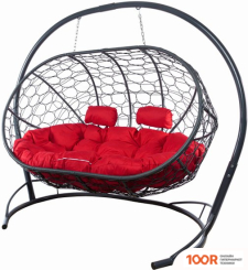 M-Group ЛЕЖЕБОКА 11180306 (С СЕРЫМ РОТАНГОМ/КРАСНАЯ ПОДУШКА) (341195)