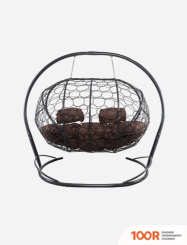 M-Group ЛЕЖЕБОКА 11180305 (С СЕРЫМ РОТАНГОМ/КОРИЧНЕВАЯ ПОДУШКА) (341194)