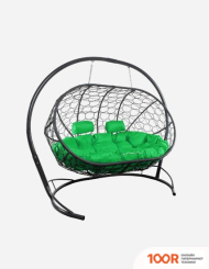 M-Group ЛЕЖЕБОКА 11180304 (С СЕРЫМ РОТАНГОМ/ЗЕЛЕНАЯ ПОДУШКА) (341193)