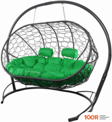 M-Group ЛЕЖЕБОКА 11180304 (С СЕРЫМ РОТАНГОМ/ЗЕЛЕНАЯ ПОДУШКА) (341193)