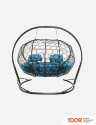 M-Group ЛЕЖЕБОКА 11180303 (С СЕРЫМ РОТАНГОМ/ГОЛУБАЯ ПОДУШКА) (341192)