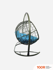 M-Group ЛЕЖЕБОКА 11180303 (С СЕРЫМ РОТАНГОМ/ГОЛУБАЯ ПОДУШКА) (341192)