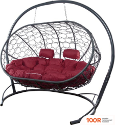 M-Group ЛЕЖЕБОКА 11180302 (С СЕРЫМ РОТАНГОМ/БОРДОВАЯ ПОДУШКА) (341191)