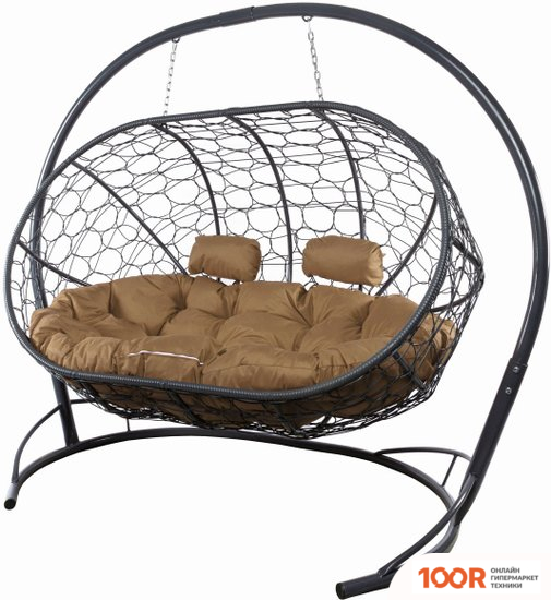 M-Group ЛЕЖЕБОКА 11180301 (С СЕРЫМ РОТАНГОМ/БЕЖЕВАЯ ПОДУШКА) (341190)