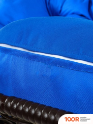 M-Group ЛЕЖЕБОКА 11180210 (С КОРИЧНЕВЫМ РОТАНГОМ/СИНЯЯ ПОДУШКА) (341189)