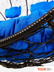 M-Group ЛЕЖЕБОКА 11180210 (С КОРИЧНЕВЫМ РОТАНГОМ/СИНЯЯ ПОДУШКА) (341189)