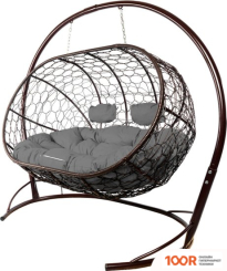 M-Group ЛЕЖЕБОКА 11180209 (С КОРИЧНЕВЫМ РОТАНГОМ/СЕРАЯ ПОДУШКА) (341188)