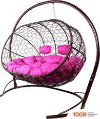 M-Group ЛЕЖЕБОКА 11180208 (С КОРИЧНЕВЫМ РОТАНГОМ/РОЗОВАЯ ПОДУШКА) (341187)