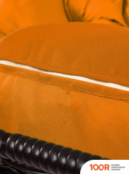 M-Group ЛЕЖЕБОКА 11180207 (С КОРИЧНЕВЫМ РОТАНГОМ/ОРАНЖЕВАЯ ПОДУШКА) (341186)