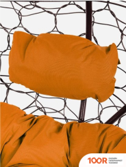 M-Group ЛЕЖЕБОКА 11180207 (С КОРИЧНЕВЫМ РОТАНГОМ/ОРАНЖЕВАЯ ПОДУШКА) (341186)