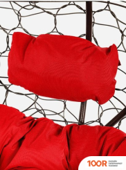 M-Group ЛЕЖЕБОКА 11180206 (С КОРИЧНЕВЫМ РОТАНГОМ/КРАСНАЯ ПОДУШКА) (341185)