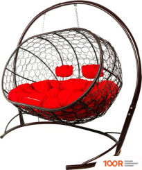 M-Group ЛЕЖЕБОКА 11180206 (С КОРИЧНЕВЫМ РОТАНГОМ/КРАСНАЯ ПОДУШКА) (341185)