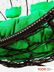 M-Group ЛЕЖЕБОКА 11180204 (С КОРИЧНЕВЫМ РОТАНГОМ/ЗЕЛЕНАЯ ПОДУШКА) (341183)