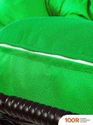 M-Group ЛЕЖЕБОКА 11180204 (С КОРИЧНЕВЫМ РОТАНГОМ/ЗЕЛЕНАЯ ПОДУШКА) (341183)