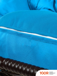 M-Group ЛЕЖЕБОКА 11180203 (С КОРИЧНЕВЫМ РОТАНГОМ/ГОЛУБАЯ ПОДУШКА) (341182)