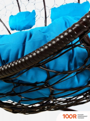 M-Group ЛЕЖЕБОКА 11180203 (С КОРИЧНЕВЫМ РОТАНГОМ/ГОЛУБАЯ ПОДУШКА) (341182)