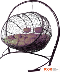 M-Group ЛЕЖЕБОКА 11180202 (С КОРИЧНЕВЫМ РОТАНГОМ/БОРДОВАЯ ПОДУШКА) (341181)