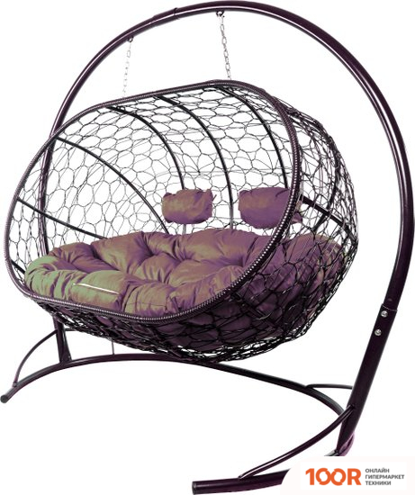 M-Group ЛЕЖЕБОКА 11180202 (С КОРИЧНЕВЫМ РОТАНГОМ/БОРДОВАЯ ПОДУШКА) (341181)