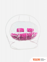 M-Group ЛЕЖЕБОКА 11180108 (С БЕЛЫМ РОТАНГОМ/РОЗОВАЯ ПОДУШКА) (341177)